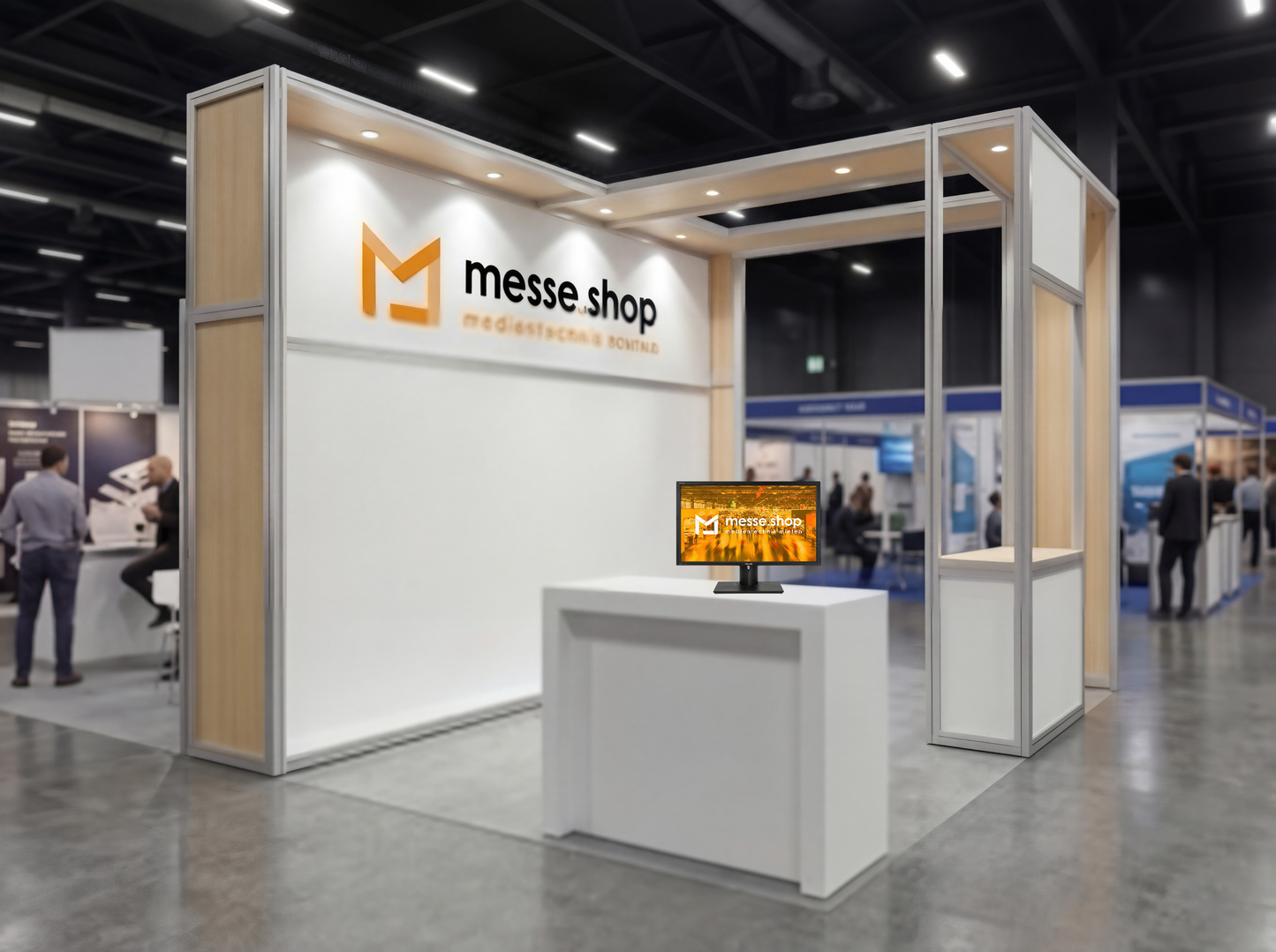 messe.shop 27 inch Full HD monitor for rent, ideal for trade shows and events, with brilliant image quality and vibrant colors.