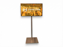 messe.shop 50 inch Full HD screen on a stand, ideal for trade shows and events. Features brilliant image quality.