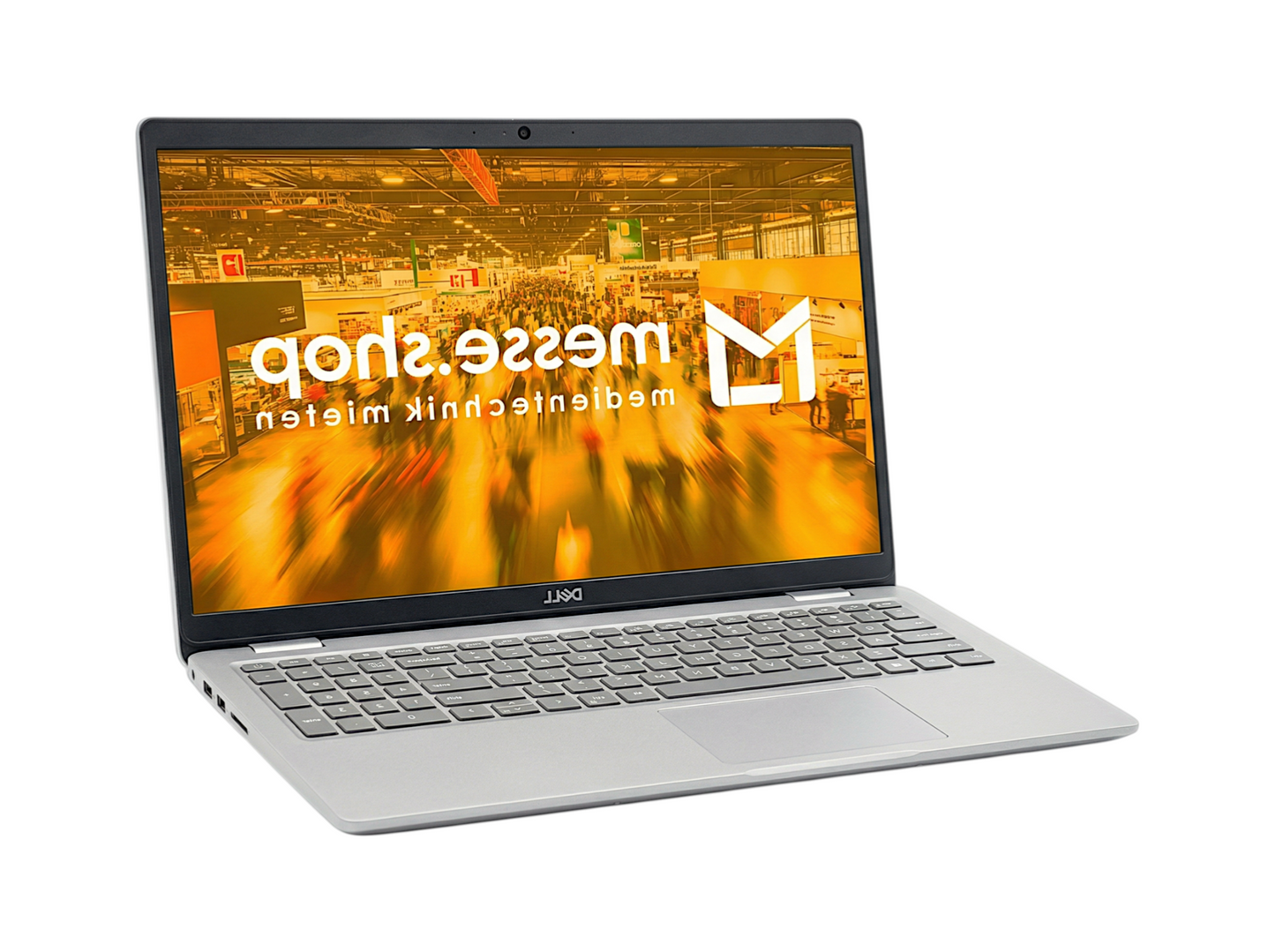 messe.shop silver multimedia notebook for rent, ideal for trade shows and presentations.