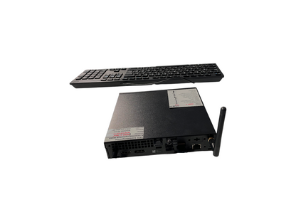 messe.shop black compact mini PC with antenna and ports, ideal for events and FRUIT LOGISTICA Berlin.